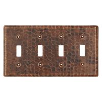 Oil Rubbed Bronze Hammered Copper Quadruple Switch Wall Plate Cover