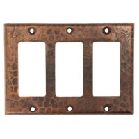 Oil Rubbed Bronze Hammered Copper Triple GFI Wall Plate Cover