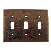 Oil Rubbed Bronze Hammered Copper Triple Switch Wall Plate Cover