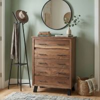Modern Rustic Chest: Some lifestyle images are created with AI for visualization purposes. Crafted from natural solid wood, each piece is unique and will vary.