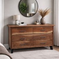 Modern Rustic Dresser: Some lifestyle images are created with AI for visualization purposes. Crafted from natural solid wood, each piece is unique and will vary.