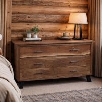 Rustic Dresser: Some lifestyle images are created with AI for visualization purposes. Crafted from natural solid wood, each piece is unique and will vary.