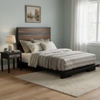 Contemporary Nightstand: Some lifestyle images are created with AI for visualization purposes. Crafted from natural solid wood, each piece is unique and will vary.