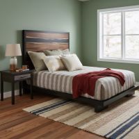 Rustic Nightstand: Some lifestyle images are created with AI for visualization purposes. Crafted from natural solid wood, each piece is unique and will vary.