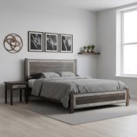 Modern Rustic Nightstand: Some lifestyle images are created with AI for visualization purposes. Crafted from natural solid wood, each piece is unique and will vary.
