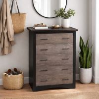 Rustic Chest of Drawers: Some lifestyle images are created with AI for visualization purposes. Crafted from natural solid wood, each piece is unique and will vary.