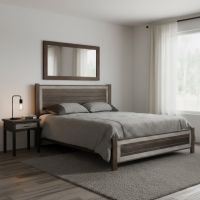 Rustic Bed: Some lifestyle images are created with AI for visualization purposes. Crafted from natural solid wood, each piece is unique and will vary.