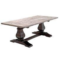Old Tuscany Reclaimed Trestle Dining Table - Blasted Oak Tabletop - Urban Graphite Tabletop Finish