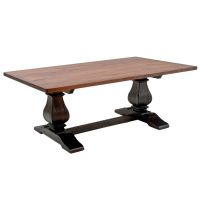Old Tuscany Reclaimed Trestle Dining Table - Smooth Alder Tabletop - Dark Walnut Tabletop Finish - Plank Tabletop