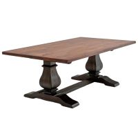 Old Tuscany Reclaimed Trestle Dining Table - Smooth Alder Tabletop - Dark Walnut Tabletop Finish - Plank Tabletop