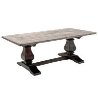 Old Tuscany Reclaimed Trestle Dining Table - Blasted Oak Tabletop - Urban Graphite Tabletop Finish