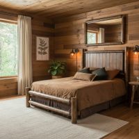 Cedar Log Bed: Some lifestyle images are created with AI for visualization purposes. Crafted from natural solid wood, each piece is unique and will vary.