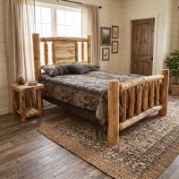 Log Nightstand: Some lifestyle images are created with AI for visualization purposes. Crafted from natural solid wood, each piece is unique and will vary.