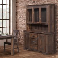 Oxford Square 3 Drawer Barn Wood Buffet & Hutch - Provincial Finish