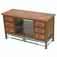 Pablo Hammered Copper 6 Drawer Widescreen TV Stand