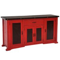 Painted Cottage 4 Door Metal Panel Sideboard - Red Harvest