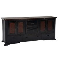 Painted Cottage 5 Drawer Metal Panel Sideboard - Black Harvest