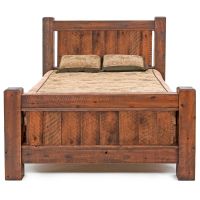 Sawmill Coal Creek Rough Sawn Timber Panel Bed - Antique Barnwood Finish