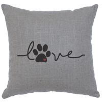 Paw Love Image Decor Pillow - Gray Linen