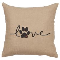 Paw Love Image Decor Pillow - Natural Linen