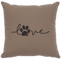 Paw Love Image Decor Pillow - Taupe Cotton