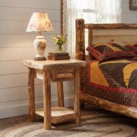 Aspen Nightstand: Some lifestyle images are created with AI for visualization purposes. Crafted from natural solid wood, each piece is unique and will vary.