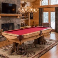 Rustic Cabin Game Room: Some lifestyle images are created with AI for visualization purposes. Crafted from natural solid wood, each piece is unique and will vary.