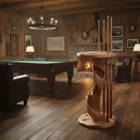Rustic Cue Stick Holder: Some lifestyle images are created with AI for visualization purposes. Crafted from natural solid wood, each piece is unique and will vary.