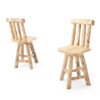 Pine Log Bar Stool Pair