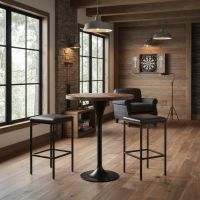 Rustic Modern Pub Table: Some lifestyle images are created with AI for visualization purposes. Crafted from natural solid wood, each piece is unique and will vary.