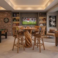 Unique Pub Table: Some lifestyle images are created with AI for visualization purposes. Crafted from natural solid wood, each piece is unique and will vary.