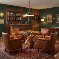 Juniper Pub Table: Some lifestyle images are created with AI for visualization purposes. Crafted from natural solid wood, each piece is unique and will vary.