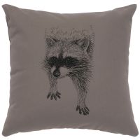 Raccoon Decor Pillow - Chrome Cotton
