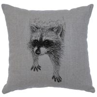 Raccoon Decor Pillow - Gray Linen