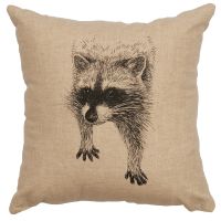 Raccoon Decor Pillow - Natural Linen