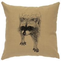 Raccoon Decor Pillow - Straw Linen