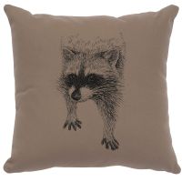 Raccoon Decor Pillow - Taupe Cotton