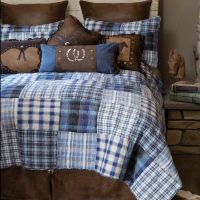 Curved corner pillow shown in Ranch Hand Bedding collection