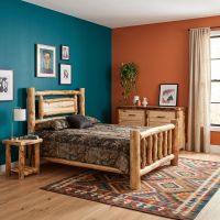 Rustic Aspen Bed: Some lifestyle images are created with AI for visualization purposes. Crafted from natural solid wood, each piece is unique and will vary.