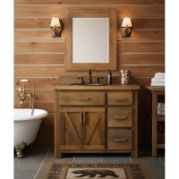 Weathered Wood Vanity: Some lifestyle images are created with AI for visualization purposes. Crafted from natural solid wood, each piece is unique and will vary.
