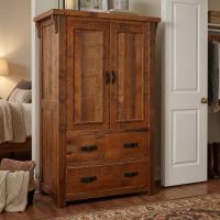 Barn Wood Armoire: Some lifestyle images are created with AI for visualization purposes. Crafted from natural solid wood, each piece is unique and will vary.