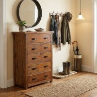 Chest of Drawers: Some lifestyle images are created with AI for visualization purposes. Crafted from natural solid wood, each piece is unique and will vary.