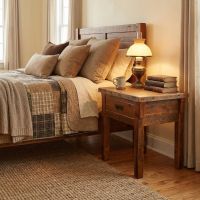 Rustic Nightstand: Some lifestyle images are created with AI for visualization purposes. Crafted from natural solid wood, each piece is unique and will vary.