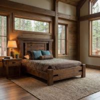 Barn Wood Nightstand: Some lifestyle images are created with AI for visualization purposes. Crafted from natural solid wood, each piece is unique and will vary.