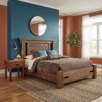 Nightstand: Some lifestyle images are created with AI for visualization purposes. Crafted from natural solid wood, each piece is unique and will vary.