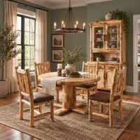 Aspen Table: Some lifestyle images are created with AI for visualization purposes. Crafted from natural solid wood, each piece is unique and will vary.