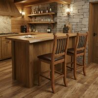 Barnwood Bar Stool: Some lifestyle images are created with AI for visualization purposes. Crafted from natural solid wood, each piece is unique and will vary.