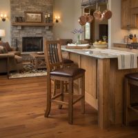 Reclaimed Wood Bar Stool: Some lifestyle images are created with AI for visualization purposes. Crafted from natural solid wood, each piece is unique and will vary.