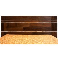Modern Chic Wood Platform Bed - Reclaimed Wood w/ Silver Steel Accents