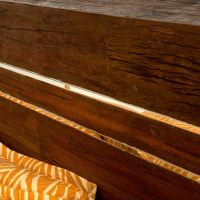 Modern Chic Wood Platform Bed - Reclaimed Wood w/ Silver Steel Accents